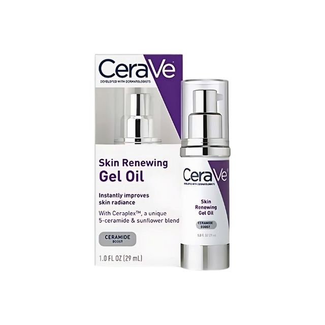 CeraVe skin renewing gel oil box and bottle with 29ml capacity.