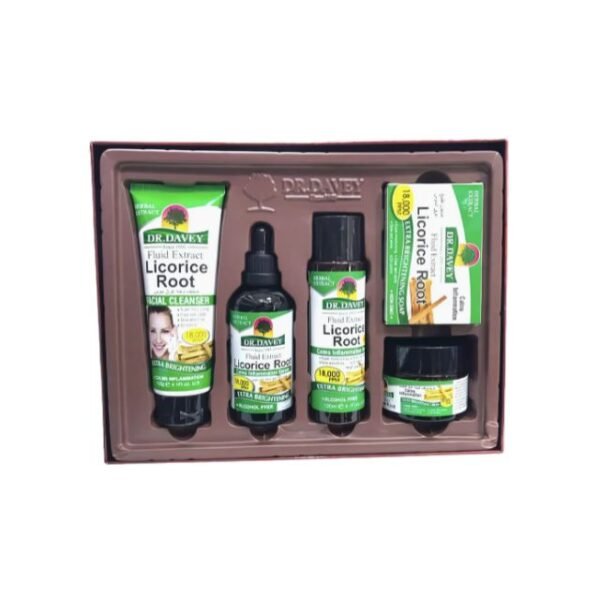 Dr. Davey skin brightening set inside package for acne and dark spots.