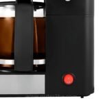 Side view of Lexical drip coffee maker highlighting the easy-to-use power button.