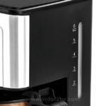 Close-up of Lexical drip coffee maker water tank with 800ml and 1200ml levels.