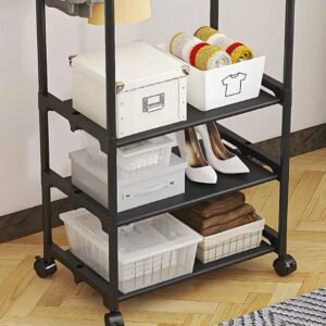 Minimalist Clothes Rack with 3 Shelves and Double Hanging Rods