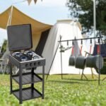 Sokany gas cooker stove outdoors with a foldable design, ideal for camping trips.
