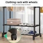 Portable clothes rack with 50kg weight capacity and smooth-rolling wheels.