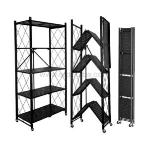 5-Tier Storage Rack – Foldable, Mobile, Ideal for Kitchens & Offices