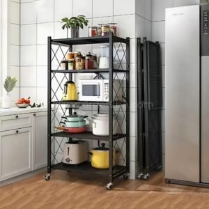 5-Tier Storage Rack – Foldable, Mobile, Ideal for Kitchens & Offices