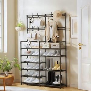 7-Tier Shoe Rack for 24 Pairs with Bonus Storage & Hangers