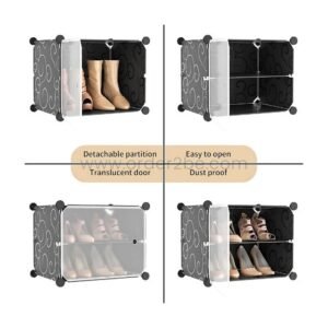 6-Tier Shoe Cabinet – Stackable Shoe Organizer w/ 3 Doors