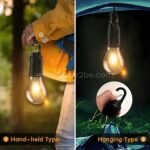 Portable LED light bulb with hand-held and hanging options, offering flexible lighting solutions for outdoor use.