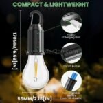 Compact rechargeable LED light bulb with hook, Type C charging port, and lightweight design for outdoor use.