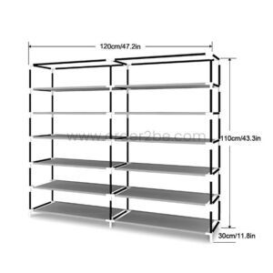 Double Shoe Rack – Space-Saving 34-Pair Organizer w/ Cover