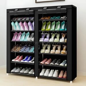 Double Shoe Rack – Space-Saving 34-Pair Organizer w/ Cover