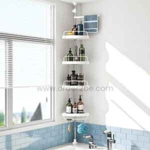 Adjustable Shower Corner Rack w/ 4 Shelves & Towel Holders