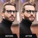 Side-by-side comparison of sparse vs. full beard using waterproof beard filler pen.