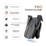 Black E99 Pro Foldable Drone with glowing lights, highlighting its 4K camera and versatile design for all skill levels.