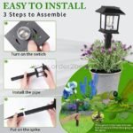 A guide showing three simple steps to assemble a solar garden pathway light.