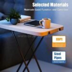 Folding coffee table with a durable HDPE surface and strong steel frame, displayed in a workspace.
