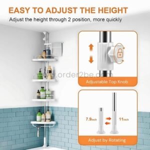 Adjustable Shower Corner Rack w/ 4 Shelves & Towel Holders