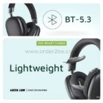 Green Lion Echo Max Bluetooth Headphones featuring Bluetooth 5.3 and lightweight design highlighted with "The Smart Choice" tagline for versatile everyday use.
