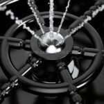 A detailed look at the automatic cup and glass washer’s central spray mechanism with high-pressure jets.