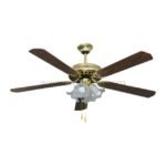 Prosonic Classic 52" ceiling fan featuring five wooden blades and cloud-shaped light fixtures.
