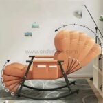 Orange lounge chair showing five adjustable backrest positions for customized reclining comfort.