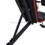A close-up of the adjustable backrest mechanism on an adjustable full-body workout bench, highlighting its secure locking system.