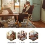 A comfortable camping recliner shown in different settings, demonstrating how it works as a sit-down or lie-back chair indoors and outdoors.