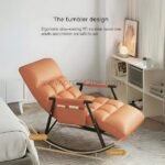 Orange rocking chair with tumbler-style base, offering smooth, safe motion ideal for kids and adults alike.