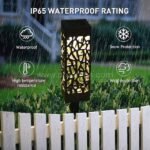 A creative solar garden light with an IP65 waterproof rating, standing strong against rain, snow, wind, and high temperatures.