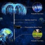 Close-up view of a jellyfish solar garden light showing fiber optic strands and solar panel features.