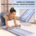 A purple multifunctional exercise board designed for fat burning and total body training, featuring 50 pounds of strong rebound force.