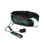 Vibroaction Slimming Waist Belt with control panel and power adapter, showing off its sleek, compact design.