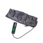Vibroaction Slimming Waist Belt folded neatly with remote and adapter, highlighting portability and compact storage.