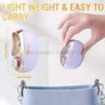 Hand holding compact 2-in-1 electric nail clipper, easy to carry.
