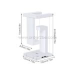 Dimension diagram showing slim, vertical profile of modern dimmable desk lamp.