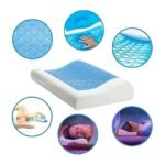 Restform Cool Gel Pillow shown in different sleeping styles—back, side, and stomach—showcasing its adaptable support.