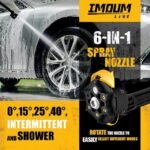 Close-up view of a 6-in-1 spray nozzle on the high-power cordless pressure washer.