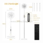 Diagram showing flexible fan floor light height and features.