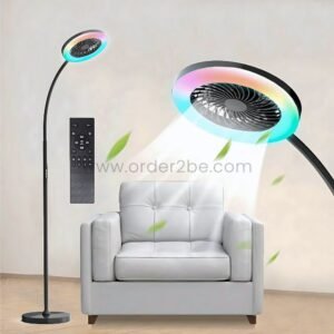 Flexible Fan Floor Lamp with Remote – Adjustable Arm, 3-Speed Quiet Cooling & Dimmable RGB Lighting