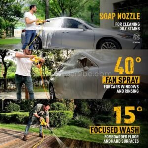 High-Power Cordless Pressure Washer – 970 PSI, 6-in-1 Nozzle, 21V Battery for Cars, Patios & Decks