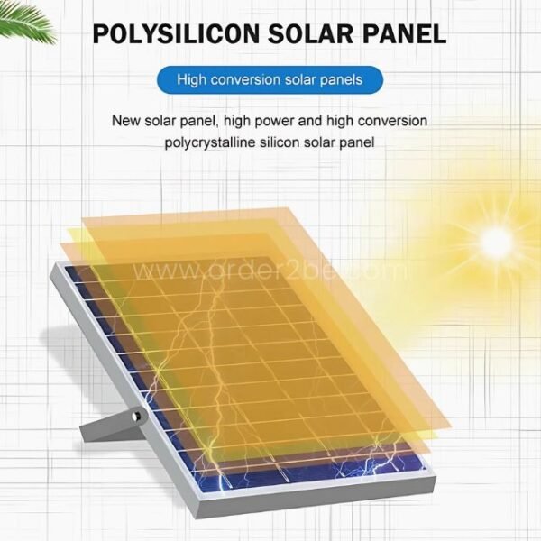 Polysilicon solar panel powering the outdoor solar pendant light for high-efficiency conversion.