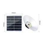 Outdoor solar pendant light and solar panel, both with 350mm diameter, side-by-side.