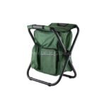 Green portable backpack chair with compact size and storage space.