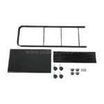 All components of the portable multi-shelf storage rack displayed, including frames, wheels, and shelves.