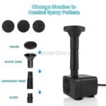 Zoomed-in view of the adjustable nozzle system on a solar-powered water fountain for custom spray patterns.