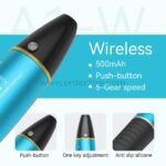 A close-up view of the Dr. Pen A1 Ultima highlighting its cordless design, single power button, and textured anti-slip grip.