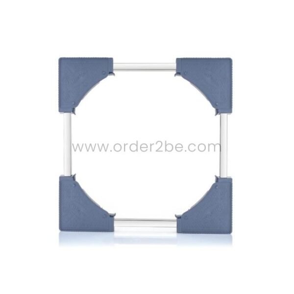 Heavy-duty universal appliance base frame with metal connectors viewed from above.