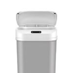 View inside the open 17.5L smart bin, showing the spacious interior and removable bucket.