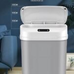 A slim, 17.5L sensor bin fits perfectly into a tight corner of a modern bathroom.