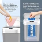 Close-up showing a new garbage bag being automatically pulled into place inside the motion sensor wastebasket.